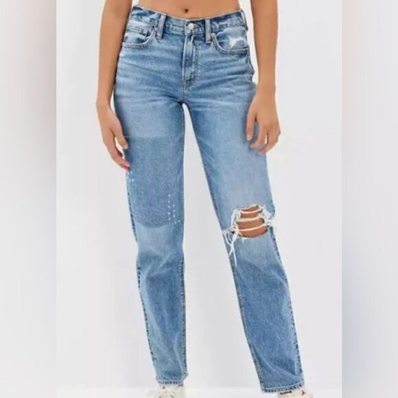 American Eagle Outfitters Denim - American Eagle 90's Straight Jeans Women's Strigid Stitch Detail Denim Size 2
